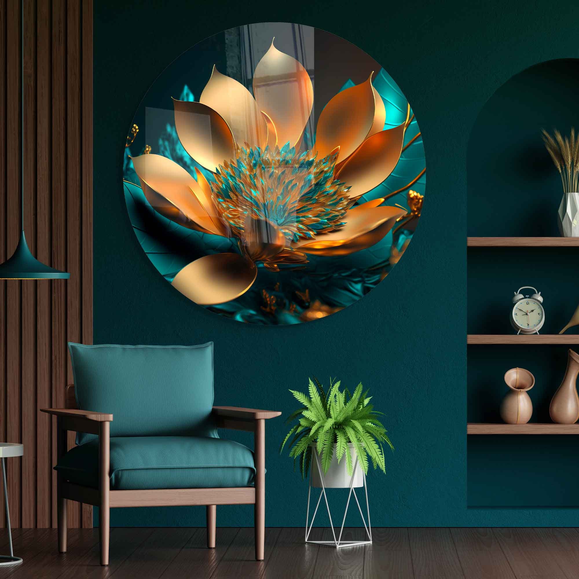 Tempered Glass Wall Art, Extra Large Wall Decor, Living Room Home Decor, Flowers Glass Painting, Decor for Bedroom, Housewarming Gift