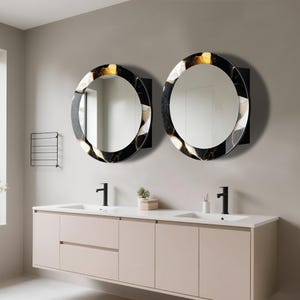 Bathroom Wall Cabinet with Mirror, Wall Mounted MDF Shelf, Medicine Cabinet, Wooden Wall Decor, Tempered Glass Wall Art, Bathroom Storage