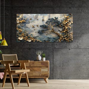 Tempered Glass Wall Art, Extra Large Wall Decor, Living Room Home Decor, Tempered Glass Painting, Decor for Bedroom