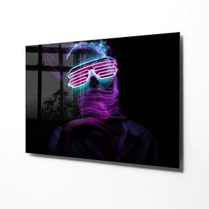 Abstract Neon Printing Tempered Glass Wall Art, Decor for Bedroom, Large Wall Art, Living Room Decor, Home Decor, Wall Hangings, Wall Decor