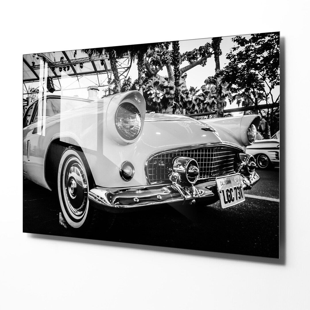 Old Car Tempered Glass Wall Art Office Decor Large Wall Art - Etsy
