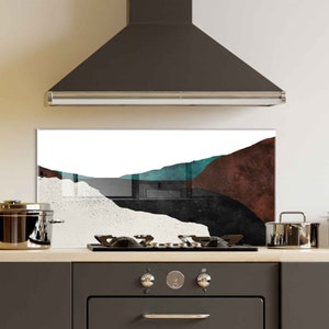 Stove Back Top Cover-Kitchen Sink Splash Guard-Kitchen Sink Cover-Tempered Glass Kitchen Backsplash-Marble Glass Splashback Tile