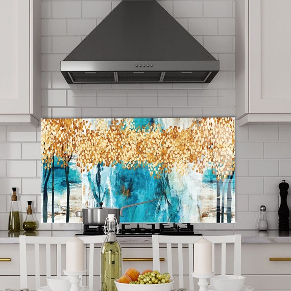 Tempered Glass Stove Backsplash Panel, Stove Back Cover, Kitchen