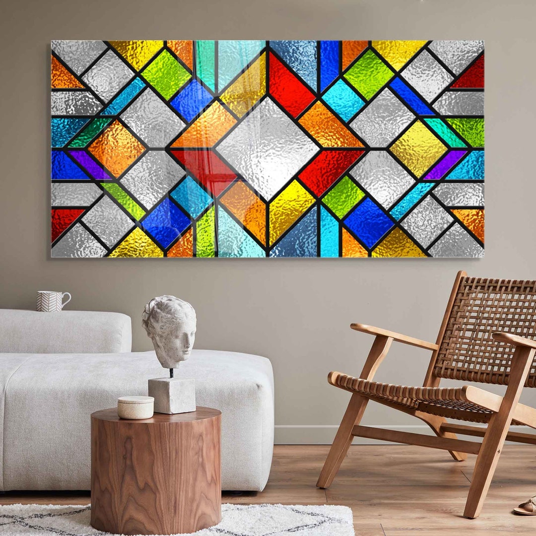 Tempered Glass Wall Art, Extra Large Wall Decor, Living Room Home Decor ...