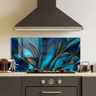 TMK Copri Piano Cottura In Vetro Temperato 80x52 Cm - Motivo Barche, Protezione Paraspruzzi E Tagliere Multiuso