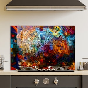 Panneau de dosseret de poêle en verre trempé, couverture arrière de poêle, décor de cuisine, couverture supérieure de cuisinière, tuile de dosseret de cuisine, planche à découper et à nouilles