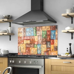 Panneau de dosseret de poêle en verre trempé, couvercle arrière de cuisinière, décor de cuisine, couvercle de cuisinière, carreau de dosseret de cuisine, planche à découper et à nouilles