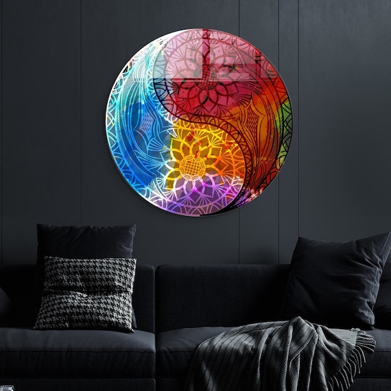 Yin Yang Wall Art, Wall Decor Living Room Modern, Extra Large Wall Art, Decor for Bedroom, Tempered Glass Wall Art, Mother's Day Gifts