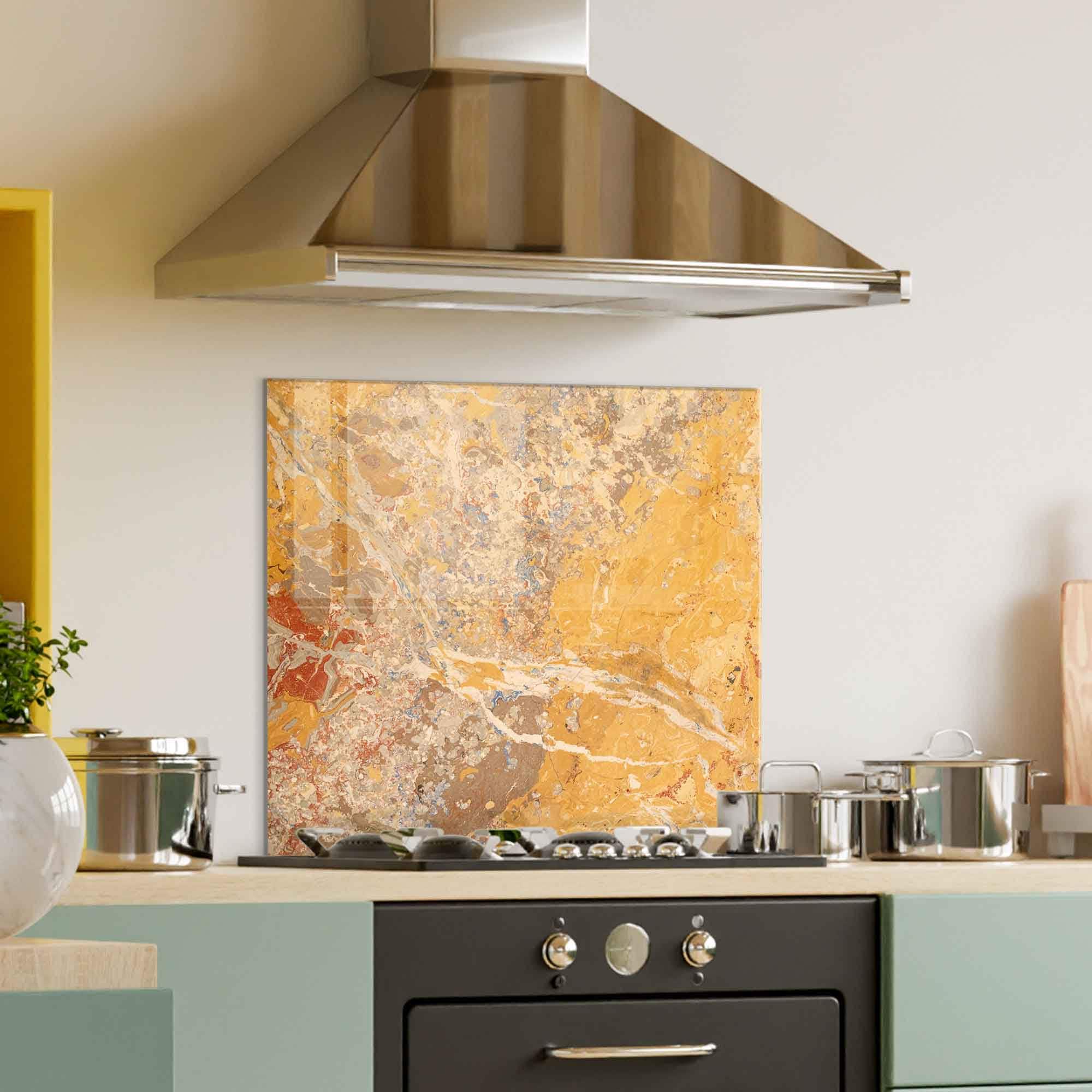 Decorwelt Piastre Copripiano Cottura In Vetro 2 Pezzi 40x52 Cm, Motivo Astratto Giallo, Protezione Per Fornelli Elettrici E Induzione, Multiuso