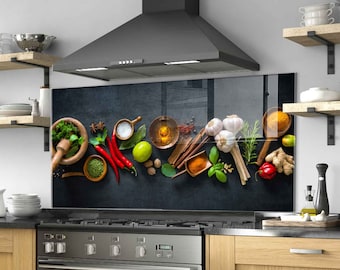 Kitchen Backsplash Wall Decor, Stove Backsplash Glass Panel, Glass Wall Art, Stove Top Cover for Gas, Kitchen Decor, Stove Top Cover