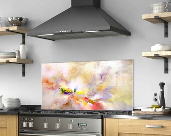 Paraschizzi Per Cucina In Vetro Temperato 70x100 Cm, Design Texture Salt - Resistente Al Calore, Facile Da Pulire, Montaggio Con Silicone
