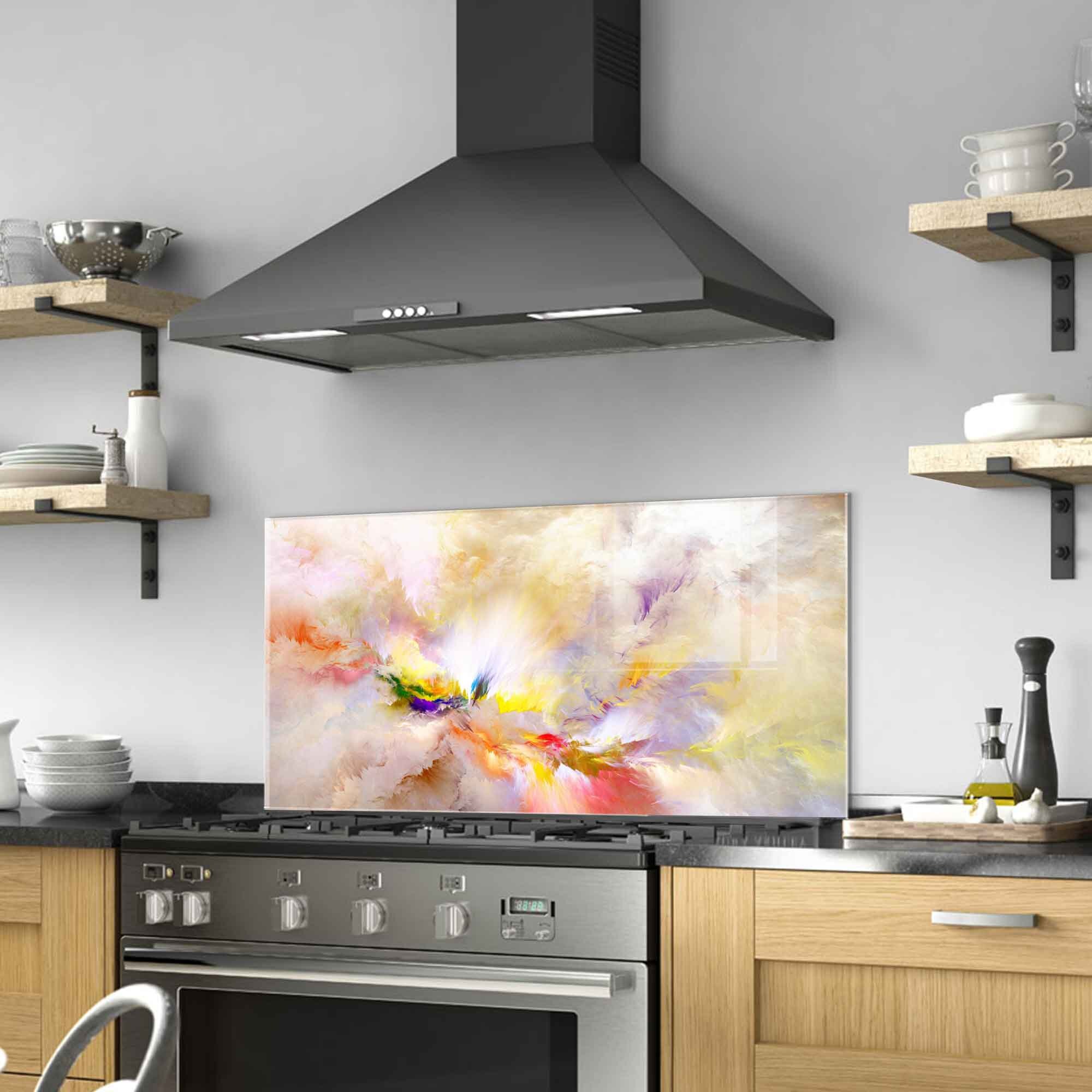 Decorwelt | Paraschizzi per cucina in vetro 65 x 60 cm, protezione da parete per fornelli, lavello, cucina, paraspruzzi per piastrelle, specchio da cucina, vetro decorativo, verdure, arancione