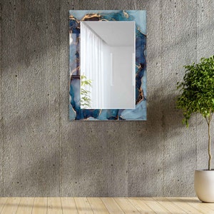 Aesthetic Mirror for Bathroom, Entryway Hallway Mirror, Luxury Home Decor, Living Room Mirror, Decorative Mirror on Tempered Glass image 3