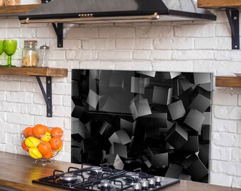 Painel backsplash de fogão de vidro temperado, tampa traseira do fogão, decoração de cozinha, tampa superior do fogão, azulejo backsplash de cozinha, tábua de cortar e macarrão