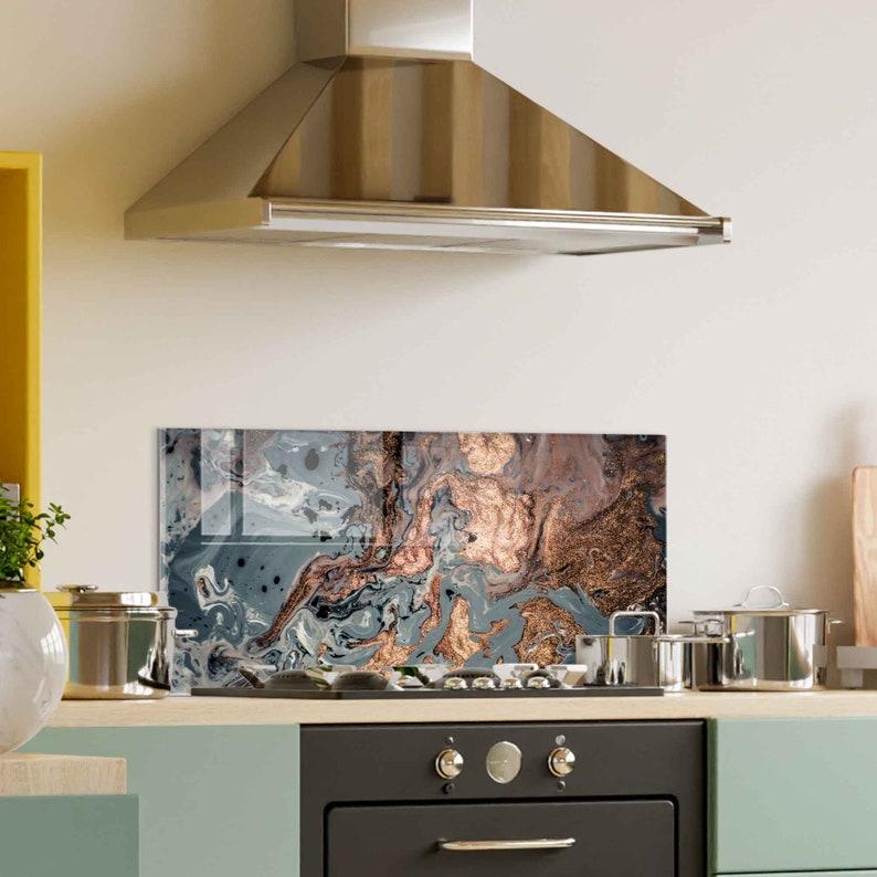 Glass Stove Backsplash Panel, Kitchen Backsplash Tile, Chopping Board, Backsplash Mural, Noodle Board, Kitchen Decor, Stove Back Cover image 3