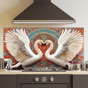 Dosseret en verre blanc, crédence de cuisine, coque arrière de cuisinière, oeuvre d'art murale en verre trempé, couvercle de cuisinière à gaz, crédence décoration d'intérieur