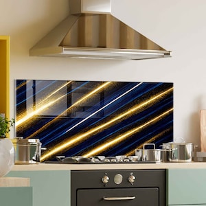 Stove Back Top Cover-Kitchen Sink Cover Splash Guard-Kitchen Accessories-Tempered Glass Backsplash-Abstract Glass Splashback Tile