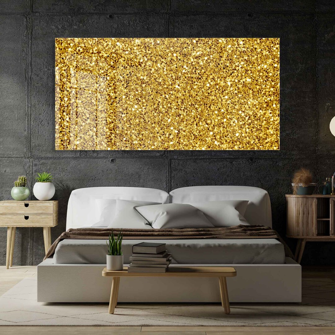 Tempered Glass Wall Art, Extra Large Wall Decor, Living Room Home Decor, Glitter Glass Painting