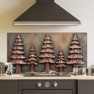 Dosseret en verre trempé, crédence de cuisine en pin, couverture arrière de poêle, oeuvre d'art murale en verre trempé, couvercle de dessus de cuisinière, décoration de cuisine