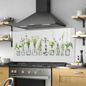 Dosseret de cuisine, coque arrière de cuisinière, oeuvre d'art murale en verre trempé, couvercle de dessus de cuisinière à gaz, crédence déco de cuisine, planche à découper et à nouilles