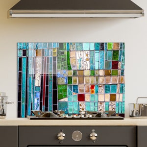 Dosseret de poêle en verre trempé, Carrelage pour dosseret de cuisine, Planche à découper, Planche à nouilles, Décoration de cuisine, Couvercle arrière de poêle, Couvercle de dessus de cuisinière