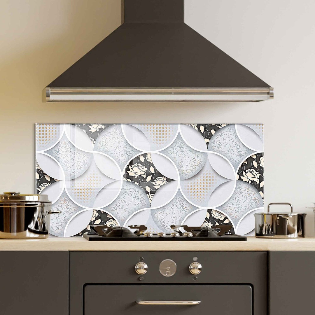 Kitchen Backsplash, Stove Back Cover, Tempered Glass Stove Backsplash
