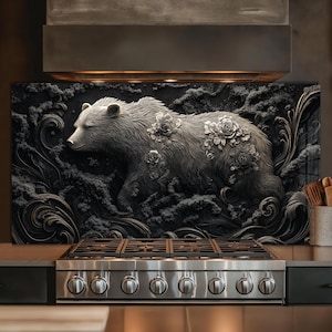 Dosseret de cuisine en verre trempé, Garde-boue pour évier de cuisine, Couvercle d'évier Bear d'aspect cuivre, Couvercle arrière de cuisinière, Carrelage en verre pour dosseret