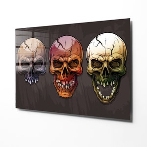 Skull Gothic Decor, Tempered Glass Wall Art, Large Wall Art, Living Room Decor, Housewarming Gift, Home Decor, Wall Hangings, Wall Decor