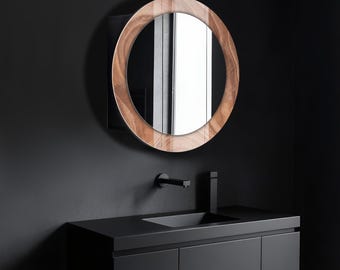 Bathroom Wall Cabinet with Mirror, Wall Mounted MDF Shelf, Medicine Cabinet, Wooden Wall Decor, Tempered Glass Wall Art, Bathroom Storage