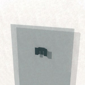 May include: A close-up of a black metal wall mount bracket. The bracket is attached to a white wall and is partially obscured by a clear glass panel.
