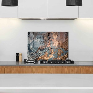 Glass Stove Backsplash Panel, Kitchen Backsplash Tile, Chopping Board, Backsplash Mural, Noodle Board, Kitchen Decor, Stove Back Cover image 5