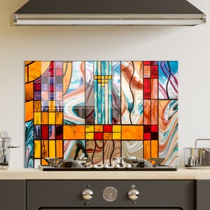 Panneau de dosseret de poêle en verre trempé, couverture arrière de poêle, décoration de cuisine, couvercle de dessus de cuisinière, dosseret de cuisine en carrelage, planche à découper et à nouilles