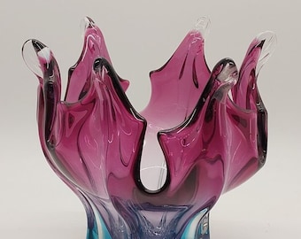 Prachtige vintage paarse Murano glazen vaas uit de jaren 60.