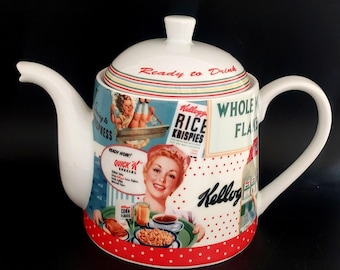 Beautiful Portmeirion Pottery 2012 Kelloggs Vintage Advertising Teapot.