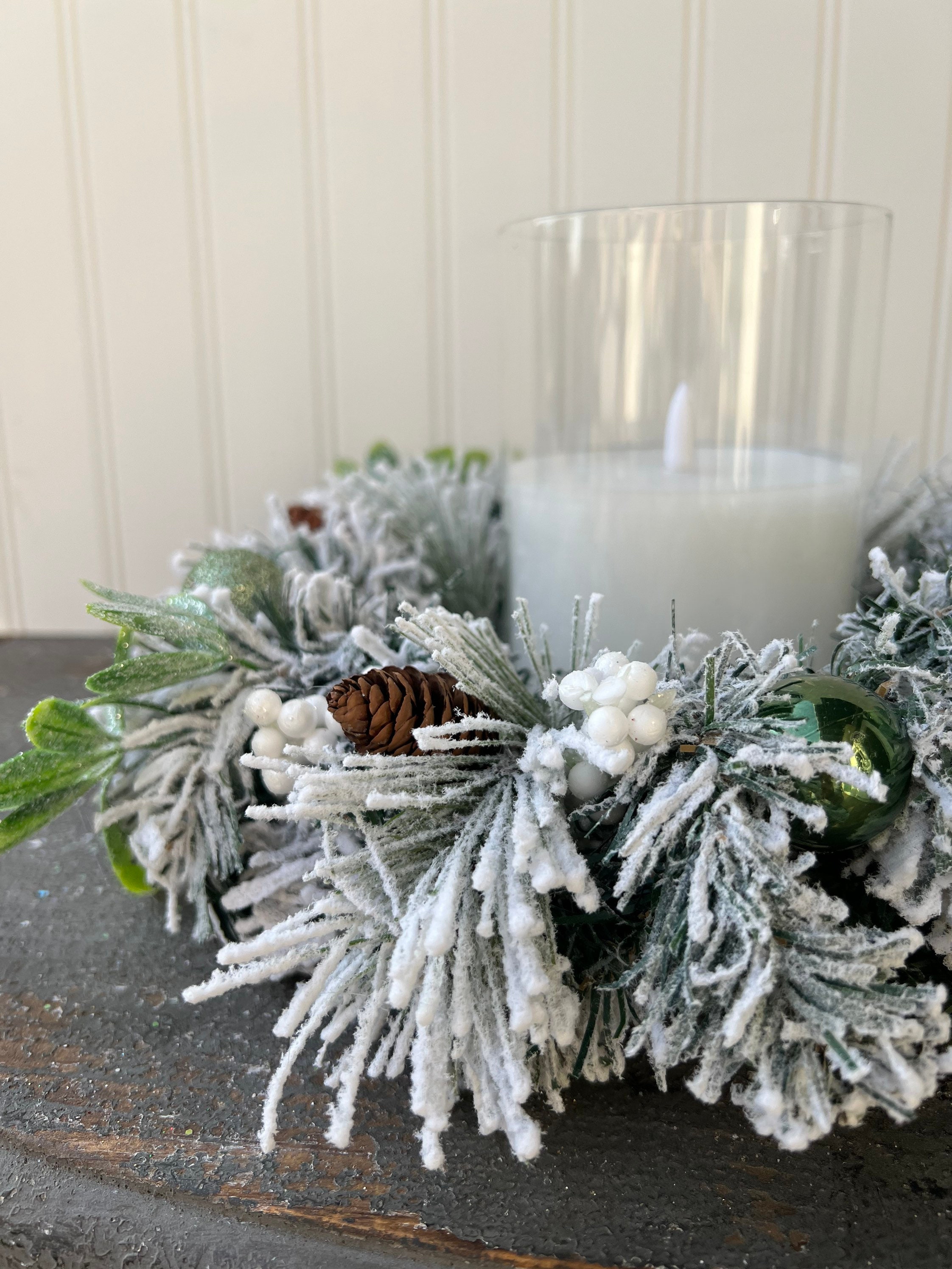 Snowy Pine Candle Ring w/Silver Bells main image 1