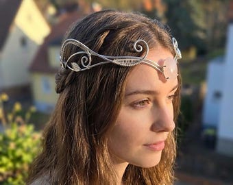 Rozenkwarts elfentiara – met draad omwikkelde zilveren bruiloftzendspoel