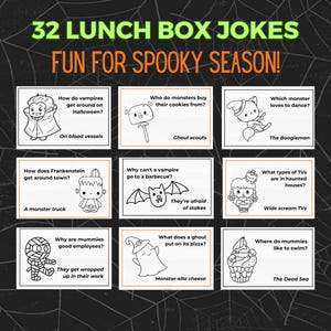 Halloween Lunch Box Jokes for Kids: Printable School Lunch Notes (Digital Download)