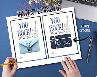 Music Teacher Gift Card Holder Rock N Roll (Printable)