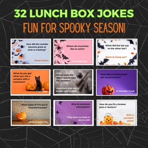 Halloween Lunch Box Jokes for Kids: Printable School Lunch Notes (Digital Download)