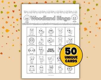 Autumn Woodland Animals Coloring Bingo: Fall Thanksgiving Game (Digital Download