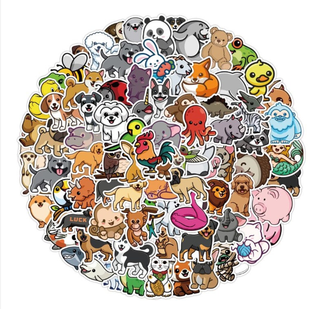 Rectangular Sticker Animals Animal Sticker Pack: 10 Waterproof Vinyl Reusable Stickers - Etsy