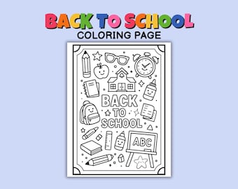 Back to School Coloring Page: Preschool Kindergarten Activity (PDF Download)