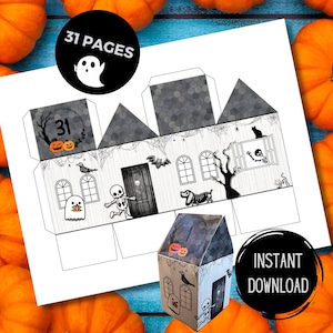 Halloween Advent Calendar Craft Kit: Haunted Paper Houses Countdown to Halloween (Digital Download)