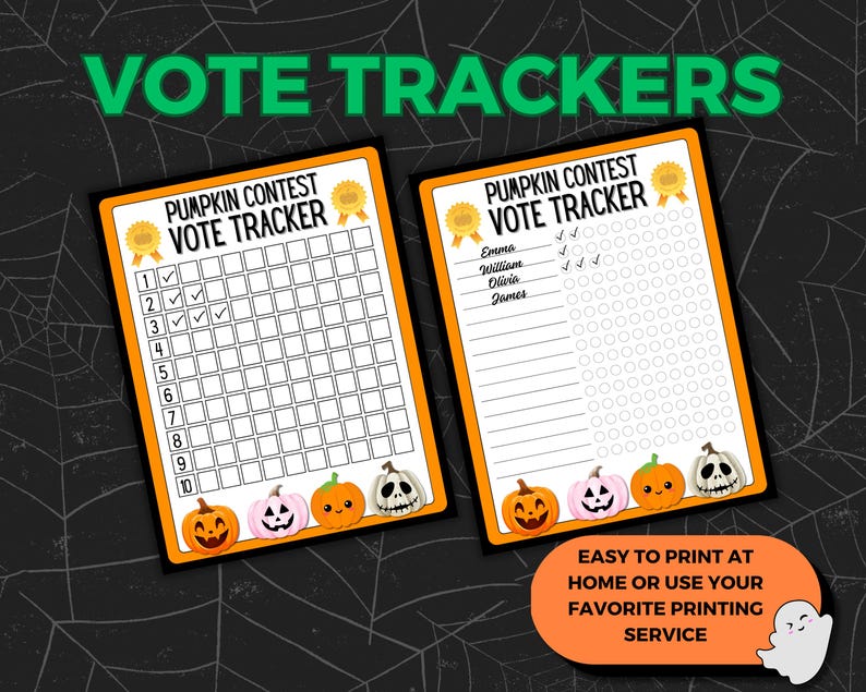 Vote Tracker Example Pumpkin Carving Contest Kit: Printable Awards, Ballots, and Decor ...