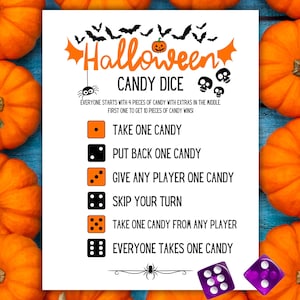 Jeu de dés d'Halloween : activité de fête à imprimer, format Lettre US, A4, téléchargement PDF