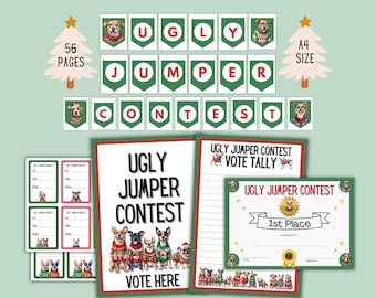 Ugly Jumper Party Kit Dogs: Printable Awards, Ballots, and Decor (Digital Download)