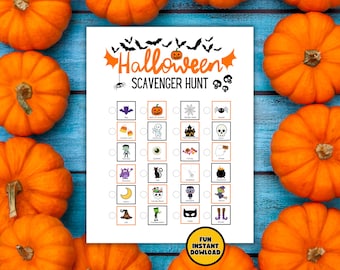 Halloween Indoor Outdoor Scavenger Hunt Game: Printable Fall Activity (PDF Download)
