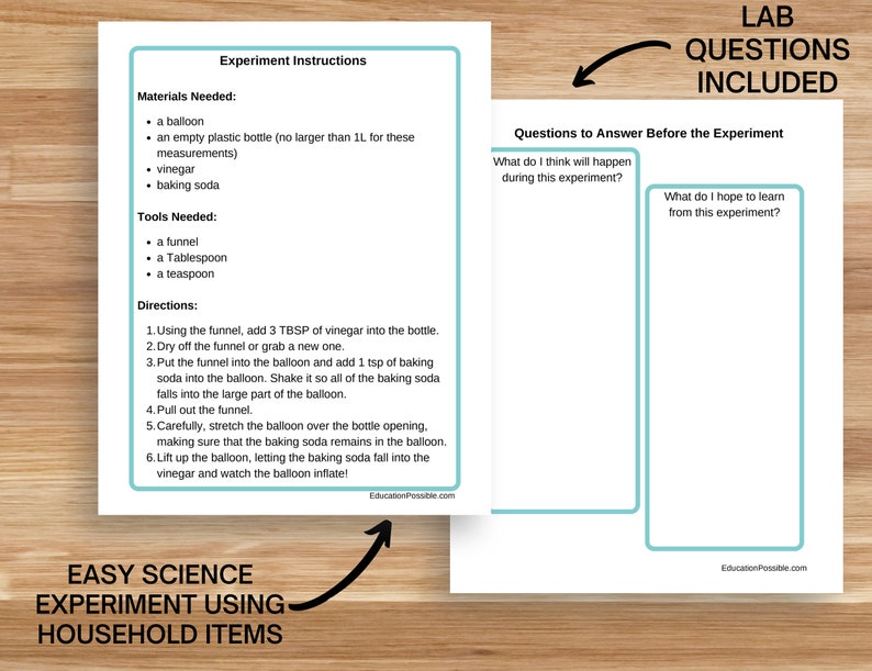 Inflating a Balloon With a Chemical Reaction Science Etsy