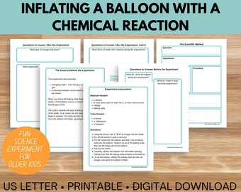 Inflating a Balloon With a Chemical Reaction - Science Experiment - Kitchen Science - Instant Download