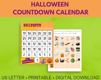 Cuenta regresiva de Halloween imprimible - DESCARGA INSTANTE - Calendario de Adviento de Halloween - Calendario de cuenta regresiva de Halloween imprimible para niños